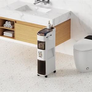 Narrow Storage Cabinet Toilet Organizer  Toilet Slim Cabinet Gap Storage 4  Bathroom Shelf Rack Bathroom Trolley  Toilet Cabinet Shelf Double Side Rebound Door Toilet Drawer Locker