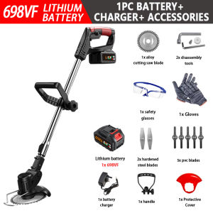 🔥1880w🔥Mesin Rumput Bateri 1298VF/998VF Cordless Grass Cutter Electric Lawn Mower with Wheel Portable Grass Trimmer  Mesin Pemotong Rumput Adjustable Length Multifunction Garden Pruning tool 割草機