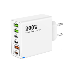 200W GaNs Fast Charger 3 USB 3 Type C Port Adapter for Efficient Multiple Device Fast Charging