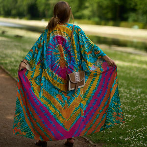 DN0902ผสมสี Beach Cape แฟชั่นผู้หญิง Beach Tunic Kaftans กับเข็มขัดพิมพ์ Boho บิกินี่ Cover Up