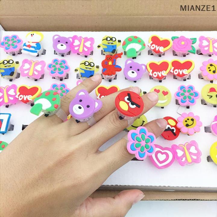 MIANZE1 5Pcs Luminous Rings LED Flashing Finger Ring Children