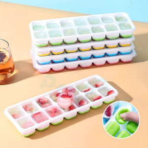 Combo 3 Khay Làm Đá Silicon 14 Ô Có Nắp CAO CẤP – Khay Đựng Đá Tủ Lạnh Chống Ám Mùi – Đáy Silicon Mềm Dễ Lấy – Làm Đá/Thạch/Kem