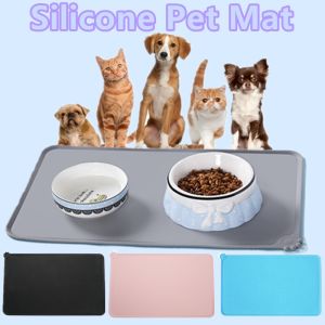 New Pet Feeding Mat Waterproof for Dog Cat Solid Color Silicone Non-slip Dog Foldable Feeding Tray