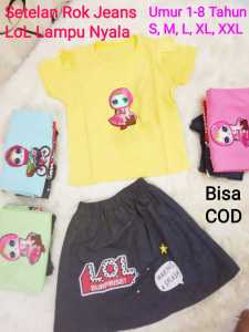 Setelan Jeans Rok LoL Lampu Nyala