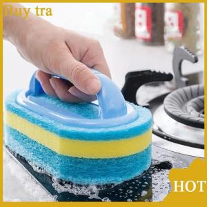 [Buytra] Thickening Cleaning Brush With Handle Kitchen Sponge Wipe Bathroom Tile Bathtub Cleaning Sponge Home Stain Removal Clean Tools