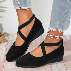 2025 Spring New Large Size Pointed Toe Wedge Heel WomenS Loafers Sports Casual Shoes For Women