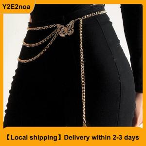 【Local shipping】 Temperament Butterfly Waist Chain Elegant Multi-Layer Butterfly Tassel Waist Chain Belt For Women Fashion Metal High Waist Body Chain Dress Lady Belt