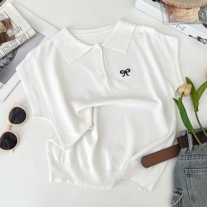 BL20991 Ribs V Buttoned Loose Knit Top