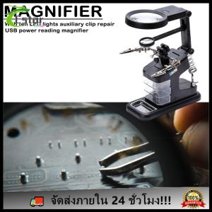 แว่นขยายเชื่อมพร้อม 10 ไฟ LED คลิปหนีบบัดกรีแว่นขยาย