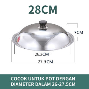 KWE [ Kaca Tahan Panas ] Tutup Panci Stainless Kaca 28cm 30cm 32cm 34cm 36cm 38cm 40cm 42cm 44cm Tutup Wajan Kuali Wok Multifungsi For ALL Kuali Panci Wok Baskom Penutup Kukusan