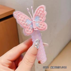Colorful Children Elastic Butterfly Spiral Hair Rope Macaron Soft Telephone Cord Ponytail Headwear hair band Hair Ring