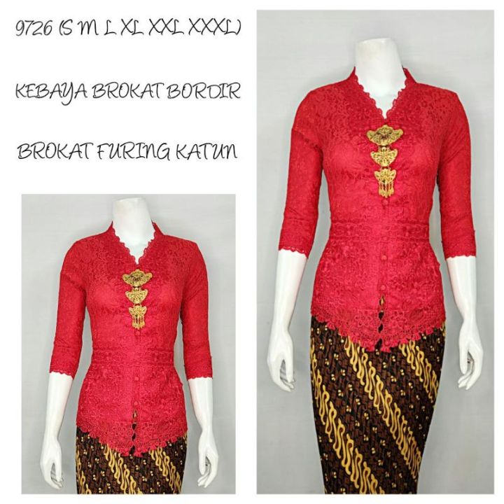 KEBAYA%20BROKAT%20BORDIR%20ENCIM%20MODERN%20LENGAN%207/8%20Furing%20Katun%20S%20M%20L%20XL%20XXL%20XXXL%20-%20Image%205