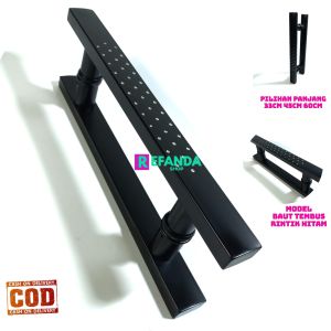 Gagang Pintu Stainless Model Baut Tembus Desain Minimalis Warna Hitam - Pilihan Panjang 33cm/45cm/60cm