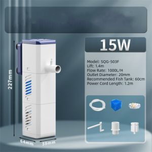 GBDSVD Circulation Aeration Small Aquarium Filter 4-in-1 Filter Rain Shower Outlet Fish Tank Filter Pump Aeration System Ultra Quiet Submersible Filter Freshwater Aquarium