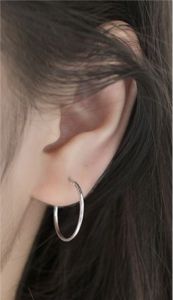 Khuyên tai bạc 925 tròn bông tai nam nữ khoen vòng trơn có chốt lẫy S925 BASIC QA SILVER Earrings EA170401