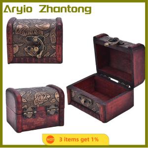 Aryio Hot Wooden Vintage Treasure Chest Wood Jewellery Storage Box Case Organiser Ring