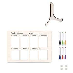 LEIFNYDI ไม้สำหรับไม้ สมุดวางแผนอาหารติดตู้เย็น แม่เหล็กแบบแม่เหล็ก พร้อมปากกา กระดานวางแผนอาหาร มัลติฟังก์ชั่ บอร์ดเมนูอาหารรายสัปดาห์ ร้านอาหารในร้านอาหาร