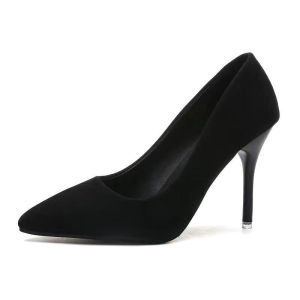 [Free Shipping] High Heels Black WomenS Stiletto Heel Mid-Heel New Spring/Summer Style Professional For Young Women Pointed Toe Suitable For Students And Formal Occasions