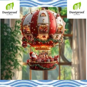 3pcs Acrylic Santa Claus Hot Air Balloon Wall Decor - Christmas Hanging Ornament for Bedroom Living Room & Home Decoration