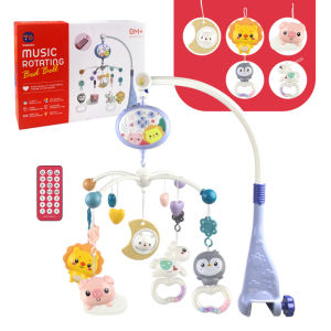Cross-border e-commerce music bedbell toy rotating educational rattle bedside bell remote control projection childrens enlightenment 0-3 years old
