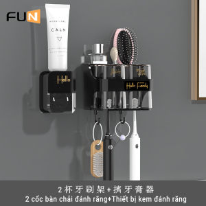 【Fun】giá Để Bàn Chải Đánh Răng Temcat Letak Berus Gigi Rack Rack Giá Để Bàn Chải Đánh Răng Cốc Súc Miệng Không Cần Đục Lỗ Cốc Đánh Răng Dụng Cụ Nha Khoa Treo Tường Phòng Tắm Bộ Giá Xi Lanh Nha Khoa