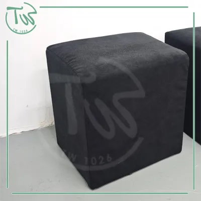 TW Fabric Rectangle Stool/ Stool Sofa/Footstool/Pouf/Living Stool - Black