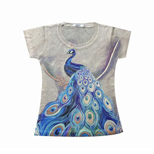 REHIN Womens top Summer new fashion unique print short-sleeved T-shirt cotton bottoming shirt S-3XL slim fit blouse