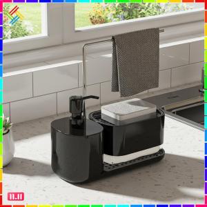 Versatile Soap Dispenser Set with Tray and Sponge Holder for Kitchen and Bathroom