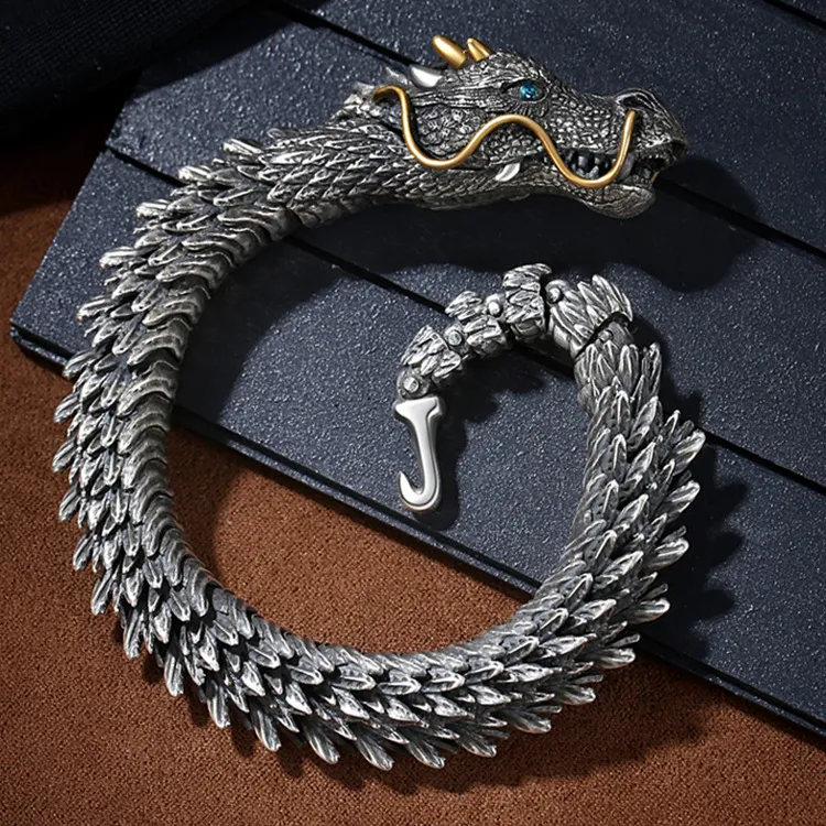 Sterling Silver Dragon Scale Unisex Bracelet #16052 - Ruby Lane