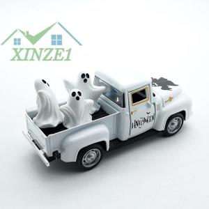 XZ🔥🔥🔥 Halloween Retro Truck Coffee Bar Decor Mini Cute Farmhouse Style Halloween Metal Truck Decor Vintage Diecast Model