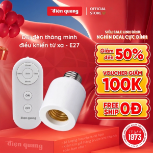 [NEW] Đui Đèn/ Chuôi Đèn E27 Điều Khiển Từ Xa Bằng Remote Điện Quang CĐTMR01 - Lắp Đặt Dễ Dàng Tiết Kiệm Điện Hẹn Giờ Tiện Lợi - Bảo hành 12 tháng