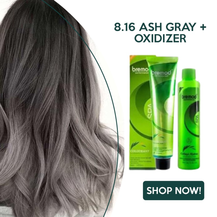 Bremod Hair Color 8.16 ASH GREY SET With Oxidizer | Lazada PH