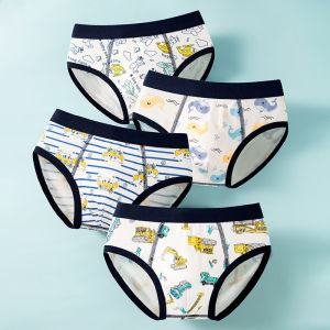4pcs Boys Triangle Pants Boys Cotton Boxer Kids Briefs Breathable Underwear Cartoon Shorts