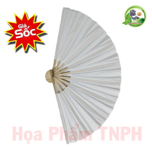 Set 5 Chiếc Quạt Nan Giấy Cầm Tay Màu Trắng Kích Thước 26 cm Phụ Kiện Thủ Công Chất Lượng Cao
