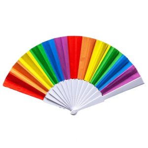 Sacesr Decorative Rainbow Folding Fan Chinese Lightweight Colorful Hand Folding Fan Party Decoration 4Y1Z7