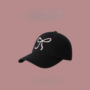 Embroidered Bows Snapback Y2K Bow Baseball Cap Pink Hat Summer Adjustable Soft Top Peaked Caps