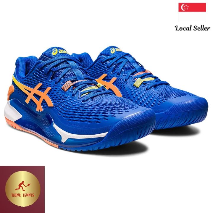 シューズ(男性用) GEL RESOLUTION 9 tuna blue sun peach 26 Shop Asics Gel Resolution 9 Tennis Shoes (Tuna Blue/Sun Peach)