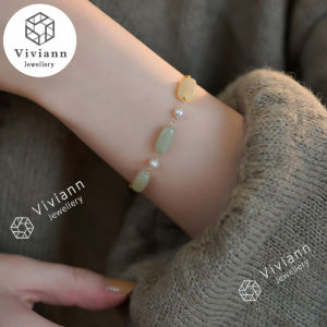 Viviann Original Design Hetian Jade Pearl 14K Gold Luxury Jade High-end Bracelet Fashion Gold Beads Pearl Beaded Bracelets Set for Women Charm Party Jewelry Gift Womens Jewelry