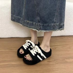 Free Shipping Thick-Soled Height-Increasing Lace-Up Slip-On Sandals For Women 2026 Summer New Style German Training Style Easy-To-Wear Lazy Sandals