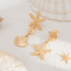 LE VICTORY Scallop Starfish Stud Earrings Conch Bohemian Shell Drop Earrings Retro Pendant Starfish Pendant Earrings Women