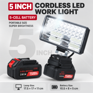 DIODIY Cordless LED Work Light Super Bright Rechargeable Portable 3000W 1888VF MAX PowerShare Lithium Ion IP65 Waterproof USB Charging Adjustable Head