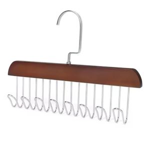 6pcs/Set Wood Hanger 8-hook durable hanger Space Saving Woman Bra Hanger Man Belt Tie Hanger