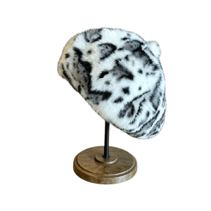 FLYING Flush Furry Faux Rabbit Fur Beret Solid Color Leopard Print Painter Beret Hat Thicken Octagonal Beanie Cap Women Girl