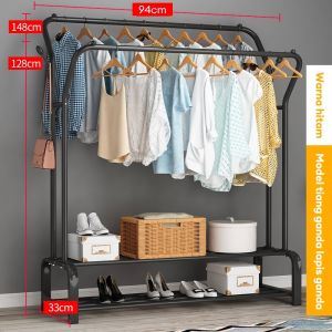 Rak Gantungan Baju Stand Hanger Besi Gawang Baju Jemuran Pakaian