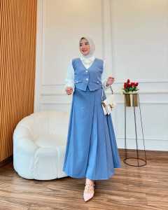 Avika Set Rok Bahan Crinkle Setelan Wanita Kekinian 2024 Viral One Set Wanita Korean Style Hijab