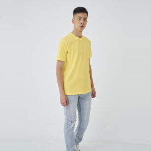 Kaos Polos Pria Oneck Lengan Pendek Bahan Katun Combed 30s Warna Pale Yellow