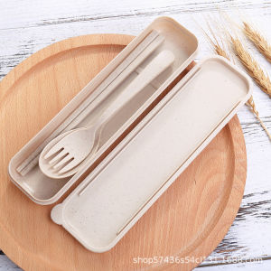 3in1 Wheat Straw Cutlery Set Spoon Folk Chopstick Travel Cutlery Set Wedding Party Door Gift Kenturi Cutlery Set Sudu
