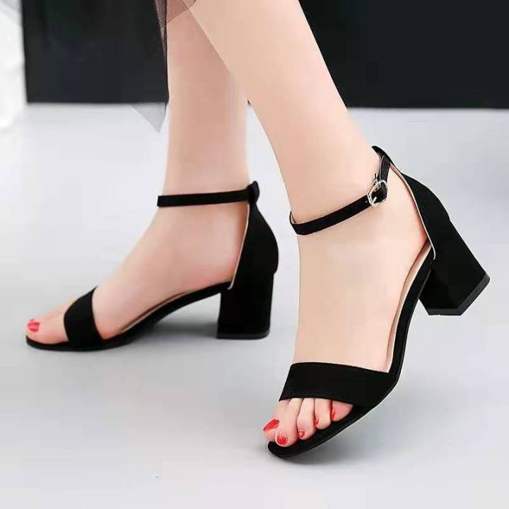 1729-2 Women Heels Korean Style Ladies New Block Heeled Sandals with heels  simple and elegant shoes on sale (with free box) for women | Lazada PH