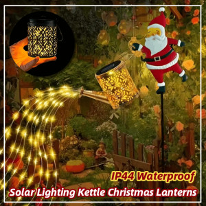 Santa Claus Lantern Solar-Powered Hollowed-Out Kettle Christmas Lamp Outdoor Courtyard Decorative Lights 圣诞老人造型太阳能发光空心水瓶