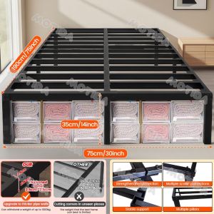 Premium Iron Bed Frame Queen＆King size Four Sizes Metal Bedframe Heavy Duty Bed Sturdy Minimalist High Load Bearing Stainless Steel Family Bed Single/Double Steel Bed Frame Home Used